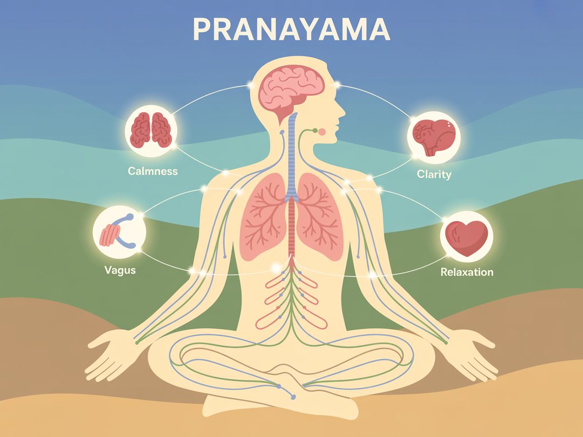 Un'infografica illustrata che rappresenta il Pranayama